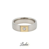 Partnerringe Silber/Gold SGB-628/5 – Damenring mit Diamant